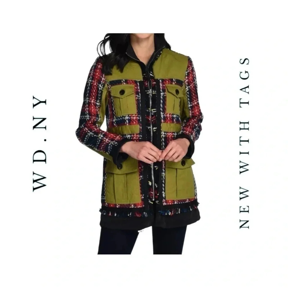 1693. WD.NY MIXED MEDIA 4 POCKET TOGGLE DETAILED FRONT ZIP JACKET SIZE XSMALL